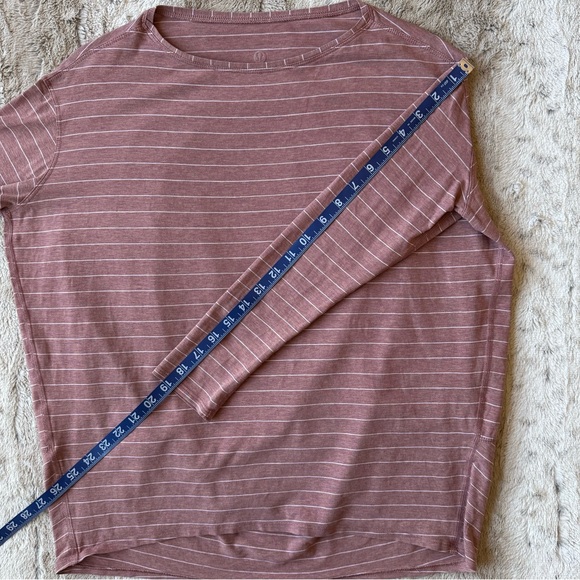 Lululemon🍋Back In Action Long Sleeve Short Serve Stripe Heathered Spiced Chai - Picture 11 of 12